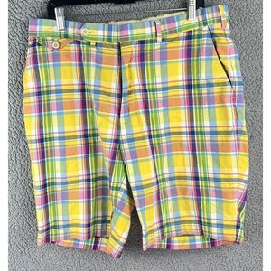 Polo Golf‎ Ralph Lauren Shorts Mens Size 35 Yellow Pink Blue Plaid Chino Golfer